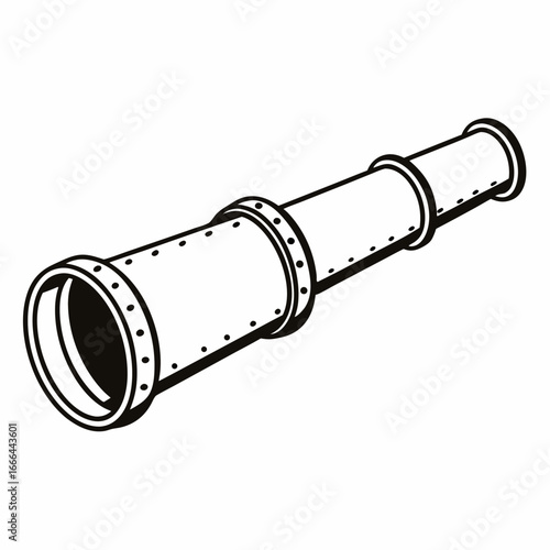 Vector art of vintage spyglass telescope illustration for nautical or pirate themed design and adventure concept