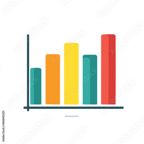 Colorful Bar Chart Displaying Growth and Statistical Data on Simple Graph