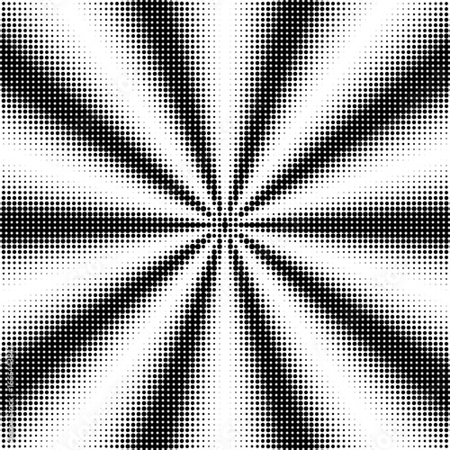 Halftone Sunburst Rays – Radial Dotted Burst Vector
