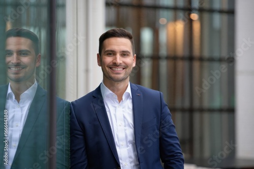 Professional headshot of smiling businessman in suit for corporate branding and profile pic