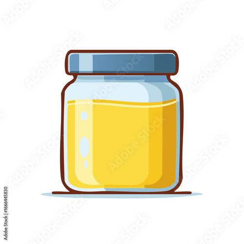 Jar of Golden Honey, Glass Container, Sweet Food, Natural Ingredient, Cooking Ingredient, Syrup in a Pot, Culinary Icon