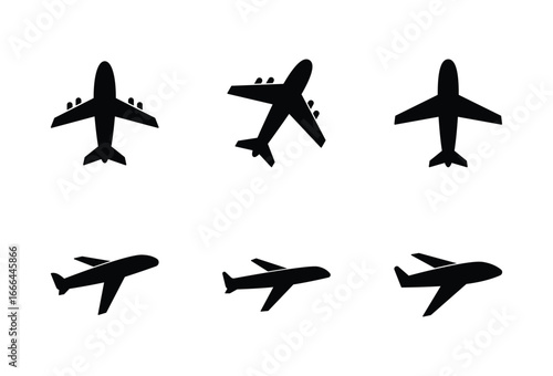 Set of Airplane icon symbol vector on white background