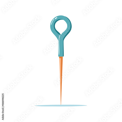 Single Blue Sewing Pin Illustration with Orange Point Design Element