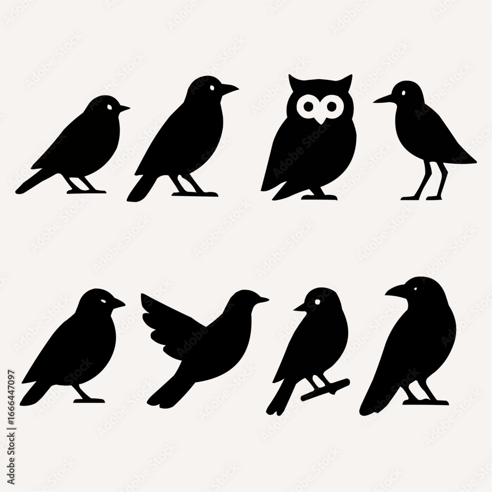 Fototapeta premium set of birds silhouettes