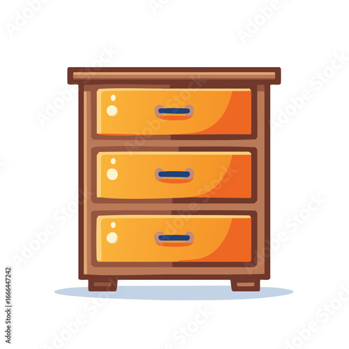 Cartoon Dresser with Three Drawers Home Interior Furnishings