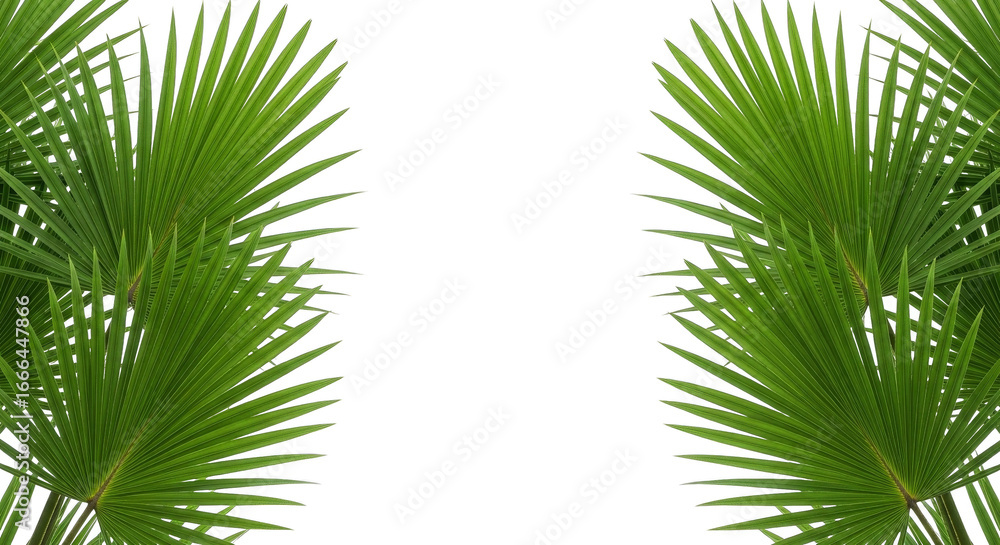 Fototapeta premium Verdant Palm Fronds Frame Void