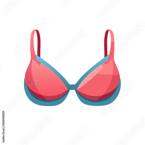 Elegant pink and teal bra with shoulder straps for women's fashion and lingerie product representation