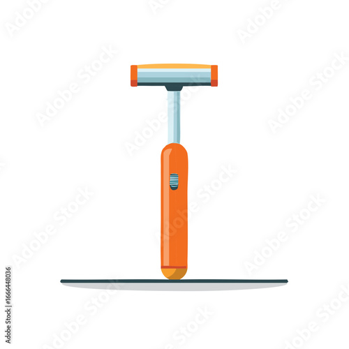Safety Razor Isolated Depicting Personal Hygiene Routine with Orange Handle and Sharp Blades