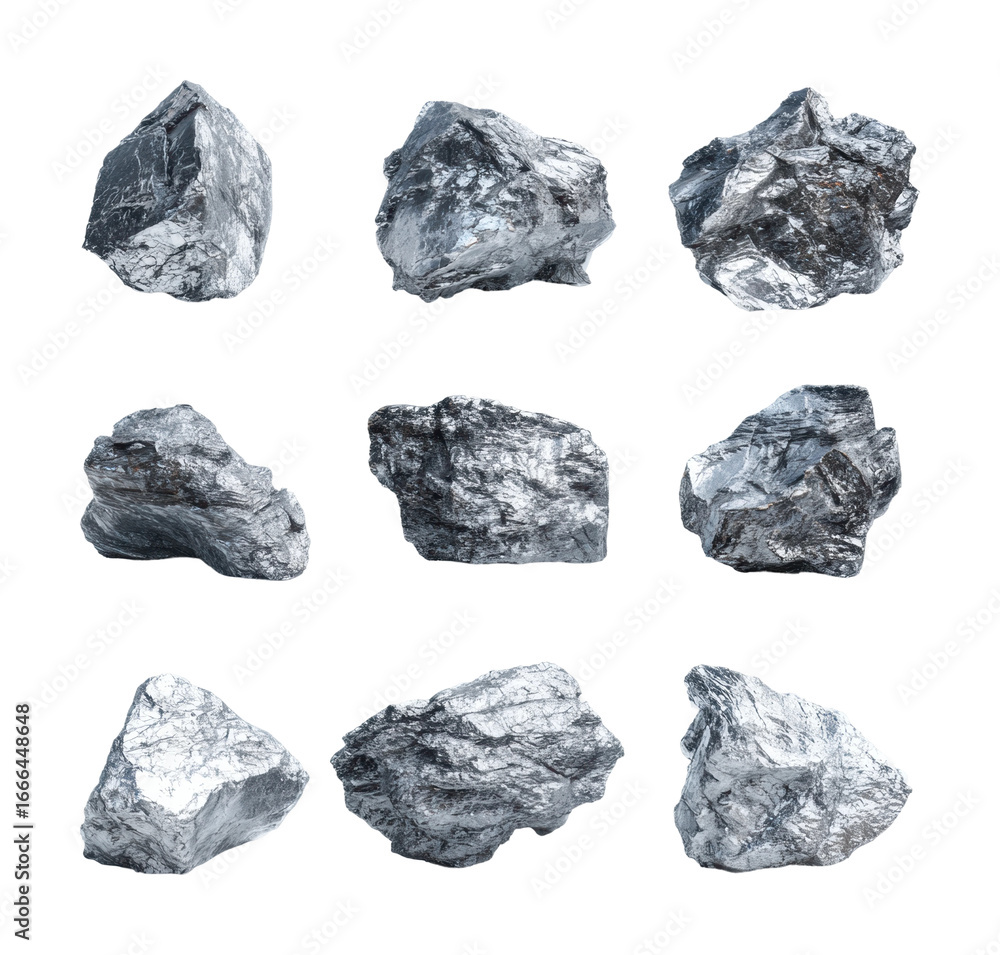 Naklejka premium Mining process of metallic ore quarry collection aerial view isolated on transparent background