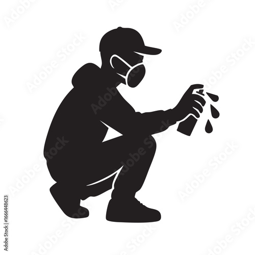 "Silhouette vector illustration of a street artist icon, suitable for representing urban tribes, culture, and lifestyle."
