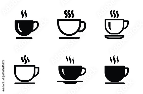 Set of coffee cup icon symbol vector on white background