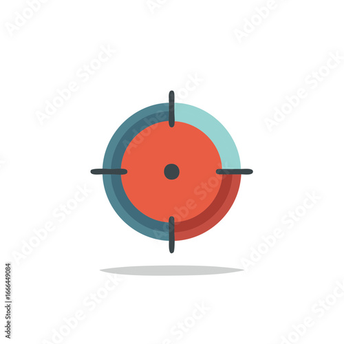 Vivid Flat Target Icon with Precise Aim, Bullseye, Center Focus Symbol