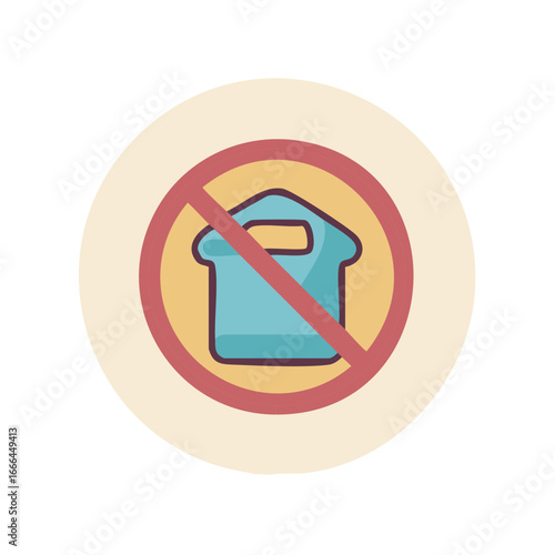 Sign prohibiting takeout containers depicts environmental responsibility and sustainability in preventing waste