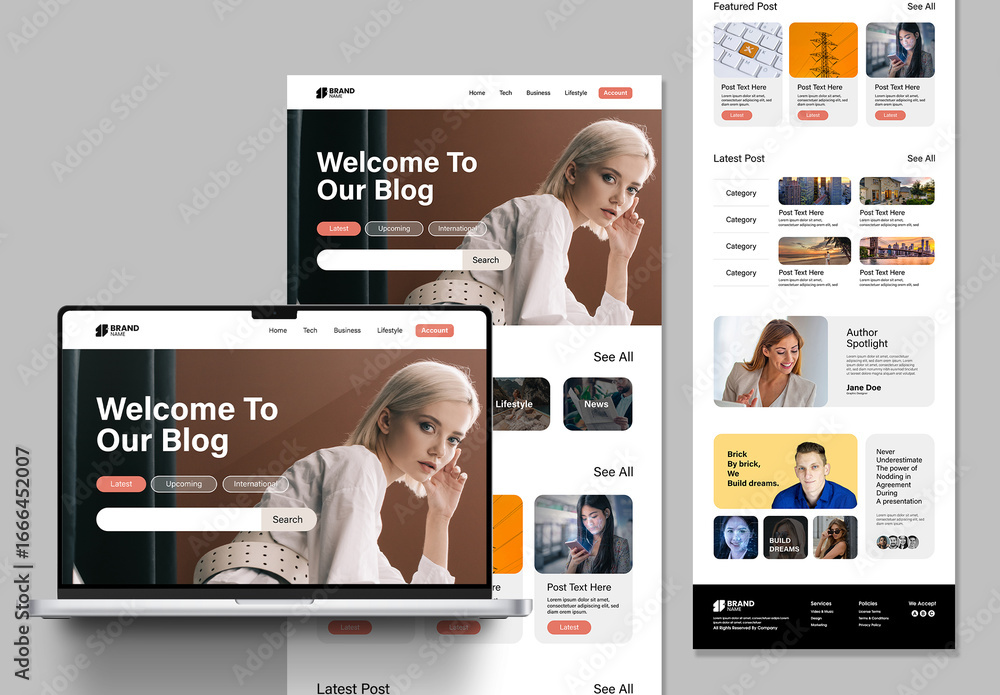 Modern Tech Business Lifestyle Blogging Website News Portal Layout ...