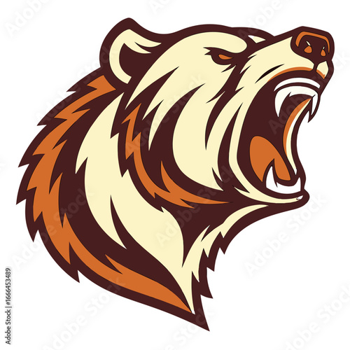Titan Bear Mascot Logo Vector – Powerful Grizzly Gaming Emblem, Transparent