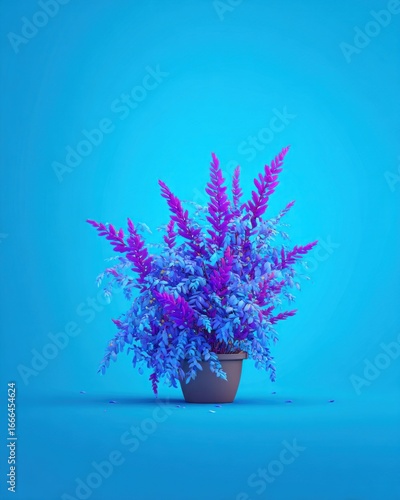Vibrant plant in a pot against a bold backdrop