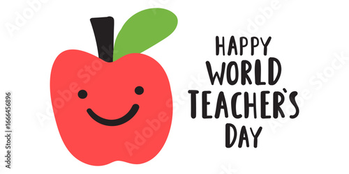 Holiday Happy world teacher's day. Flat hand drawn illustration on white background.