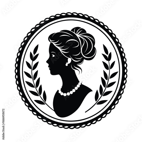 Cameo silhouette vector art on white background.