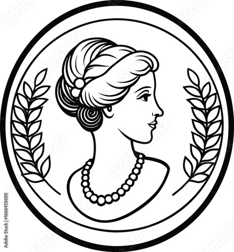 Cameo silhouette vector art on white background.