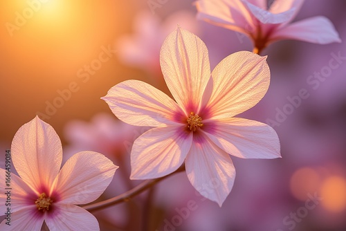 Delicate Pink Flowers at Sunset