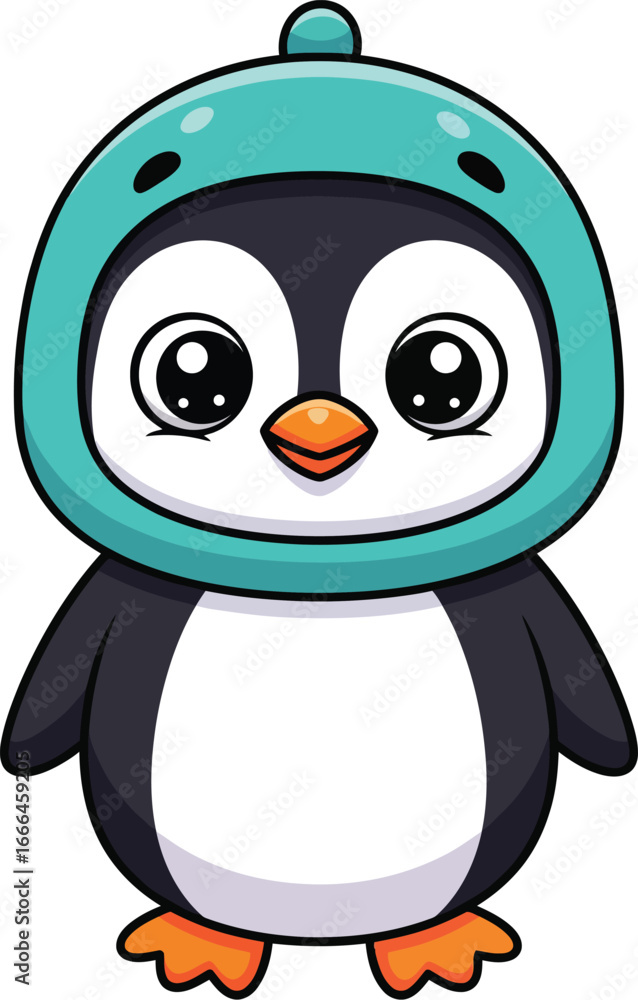 Fototapeta premium Adorable Cartoon Penguin Winter Vector illustration