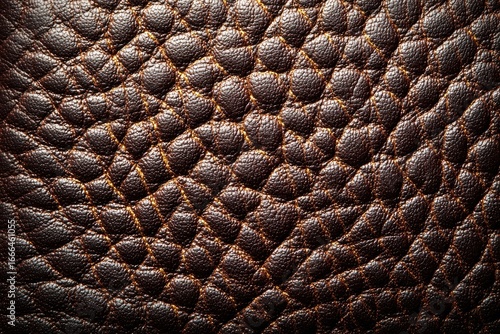 Close-up view of textured brown leather