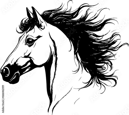 Majestic Horse Portrait with Flowing Mane