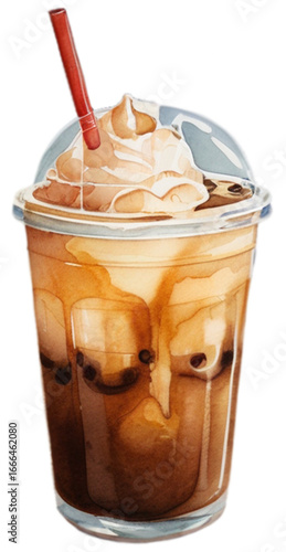 Wallpaper Mural coffee Frappuccino with whipped cream, watercolor illustration of coffee Torontodigital.ca