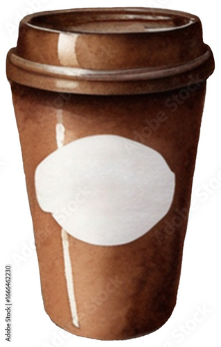 Wallpaper Mural watercolor depiction of a classic brown takeaway coffee cup Torontodigital.ca