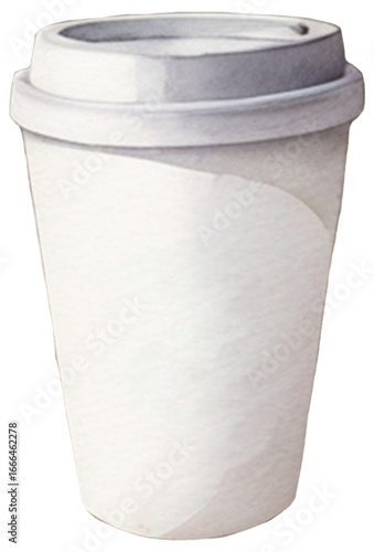 Wallpaper Mural white coffee cup paper isolated, watercolor illustration of coffee cup paper Torontodigital.ca