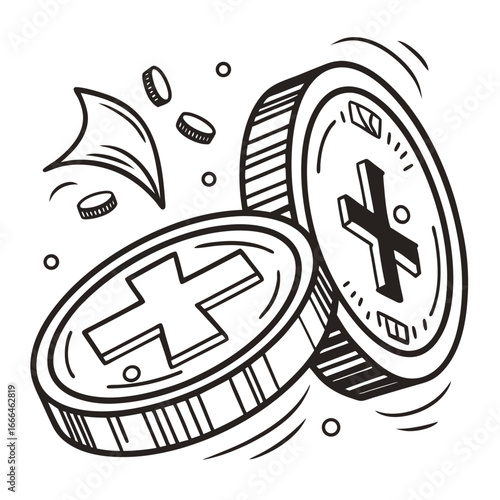 Minting Icon Coin With Plus Symbol Over Art Tile