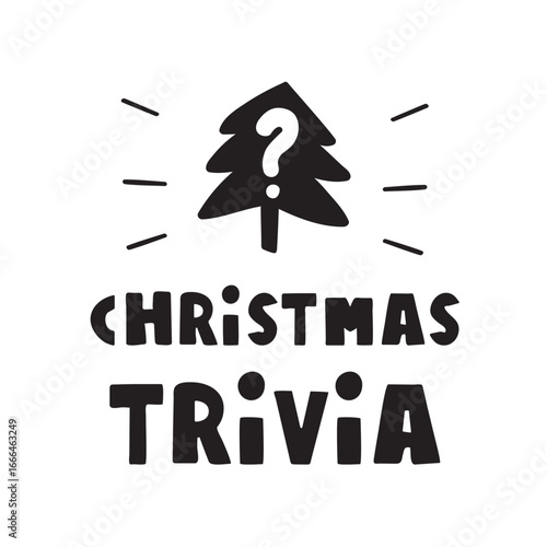 Christmas trivia. Banner. Vector hand drawn design. Illustration on white background.
