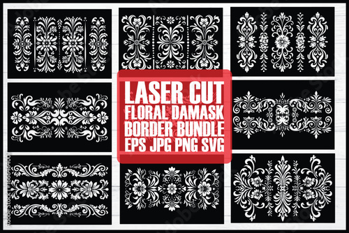  Laser Cut Floral Damask Border Bundle