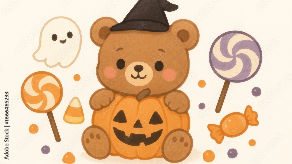 Fototapeta premium Cute Halloween bear illustration.