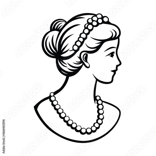 Beautiful woman face side view silhouette vector icon on white background