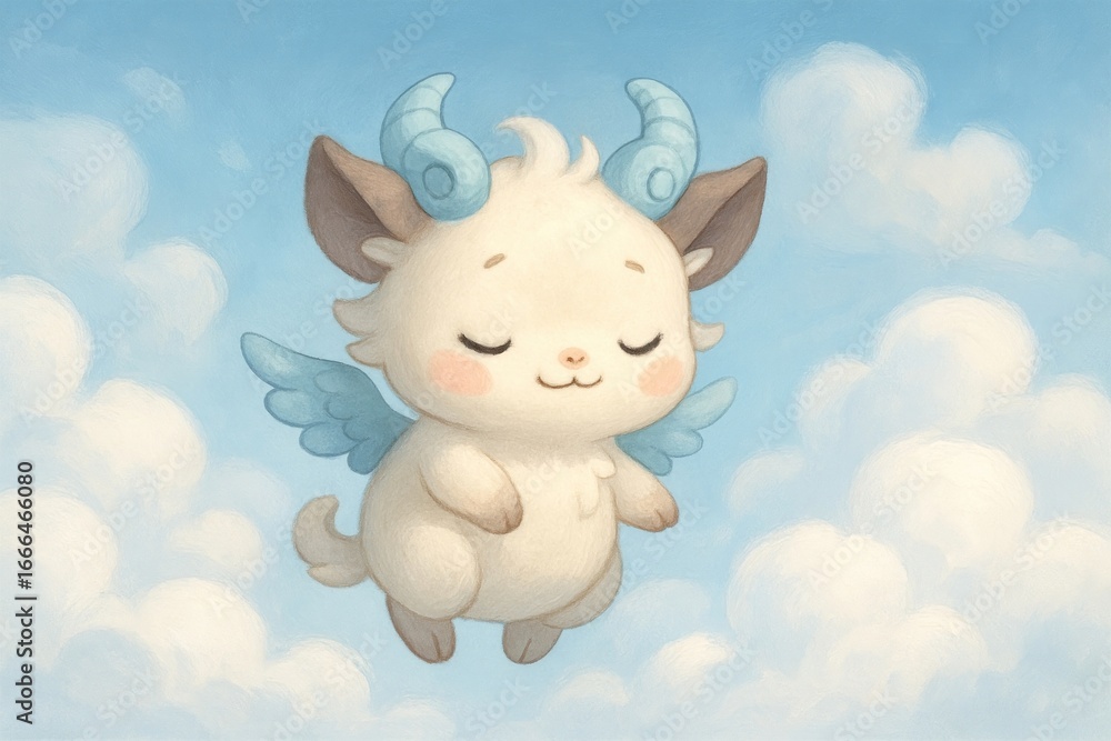 Fototapeta premium Cute winged creature floating