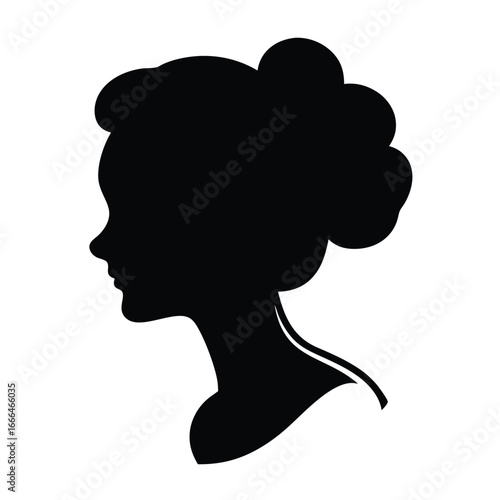Beautiful woman face side view silhouette vector icon on white background