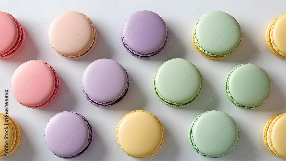 Obraz premium colorful French macarons, soft pastel colors, minimal style