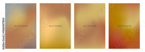 Autumn blurred colors. Seasonal set with bright colored gradients for Fall season creative graphic design. Vector illustration.