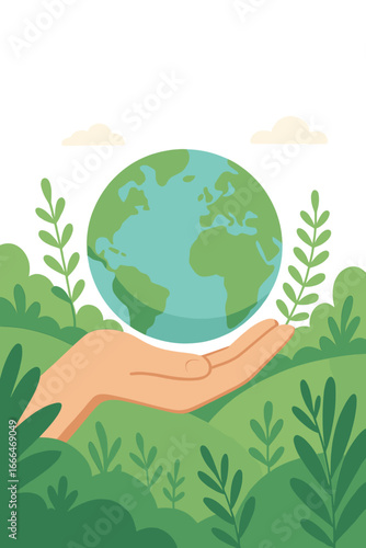 The globe in human grasp, representing conservation of the environment and sustainable development