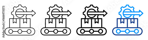 Production Process Icon Different Style Outline Collection Set