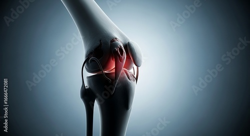 Human Knee Joint Anatomy with Pain and Cartilage Damage - 3D Medical Illustration