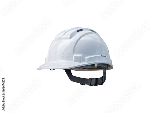 A white construction helmet designed for safety in construction environments

