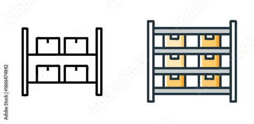 Warehouse Shelf Icon Design for Storage, Inventory, and Organization