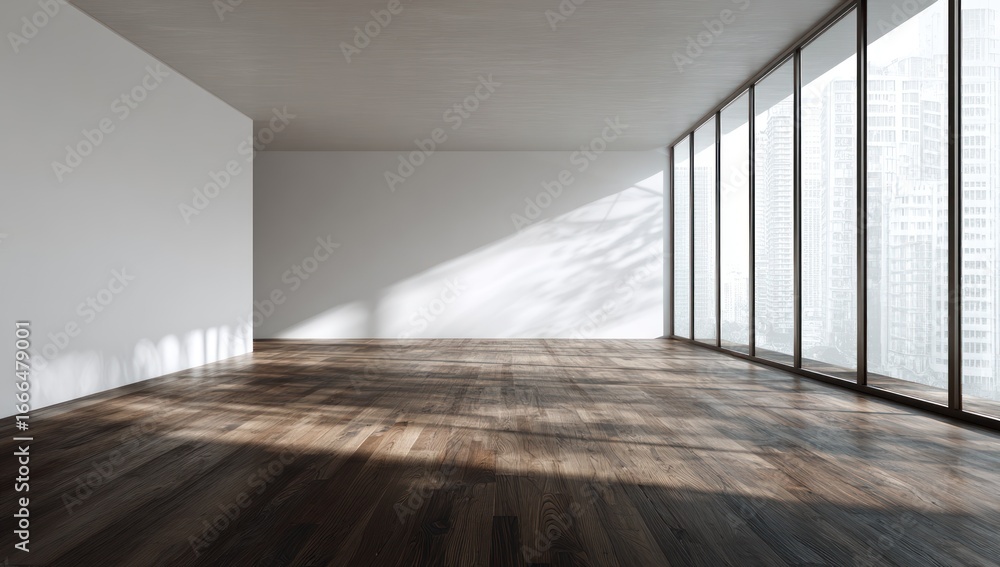 Obraz premium Empty modern room with large windows