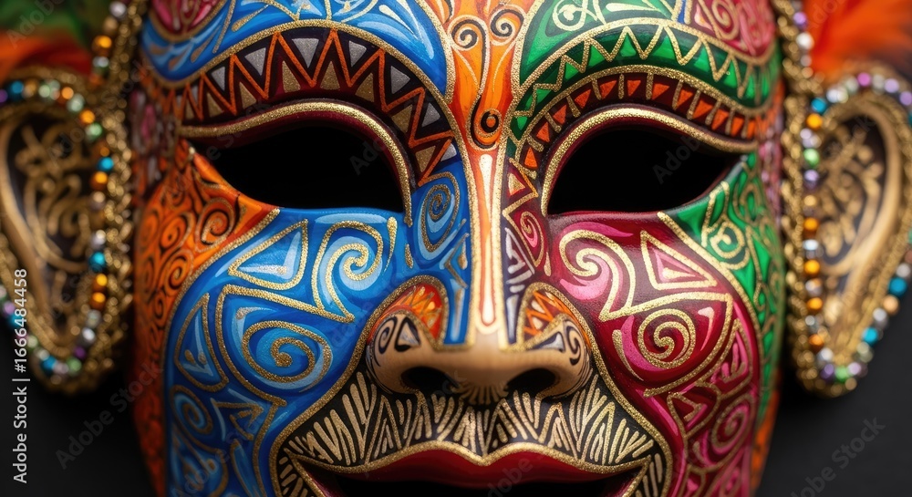 Fototapeta premium Ornate carnival mask with detailed patterns and vibrant colors