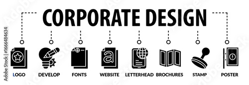corporate identity concept. Vector illustration design with keywords and icons
