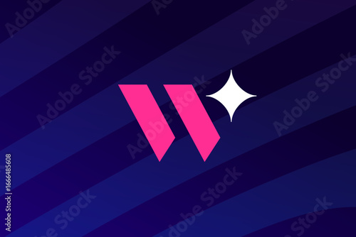Letter W with sparkle logo icon design template elements