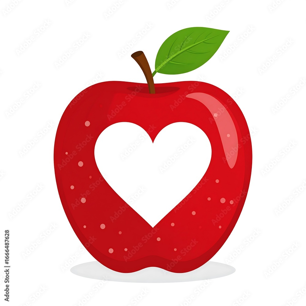 Fototapeta premium Red apple with heart-shaped cutout