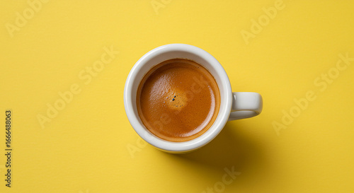 cup of espresso coffee on yellow background. Zenith